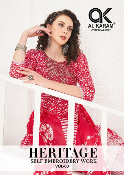 Heritage Vol 3 Al Karam Karachi Salwar Suits Manufacturer India