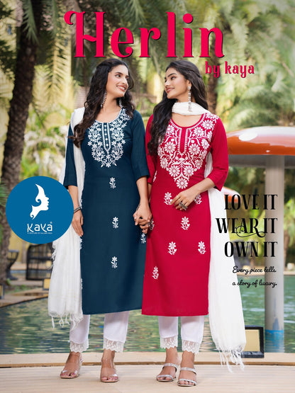 Herlin Kaya Reyon Readymade Pant Style Suits Manufacturer Gujarat