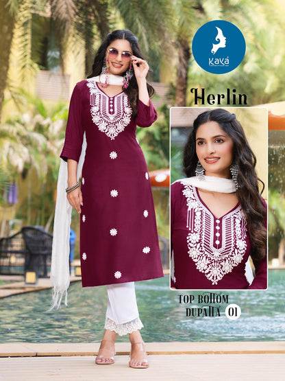 Herlin Kaya Reyon Readymade Pant Style Suits Manufacturer Gujarat