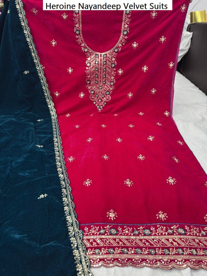 Heroine Nayandeep Velvet Suits Wholesale Price