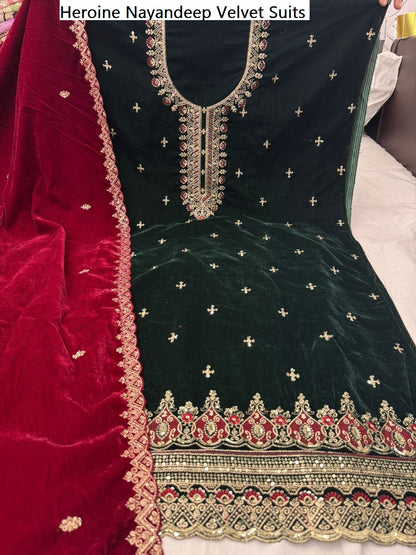 Heroine Nayandeep Velvet Suits Wholesale Price