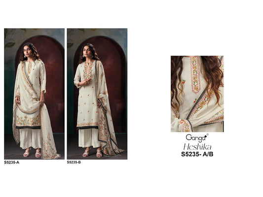 Heshika S5235 Ganga Bemberg Silk Plazzo Style Suits Wholesaler India