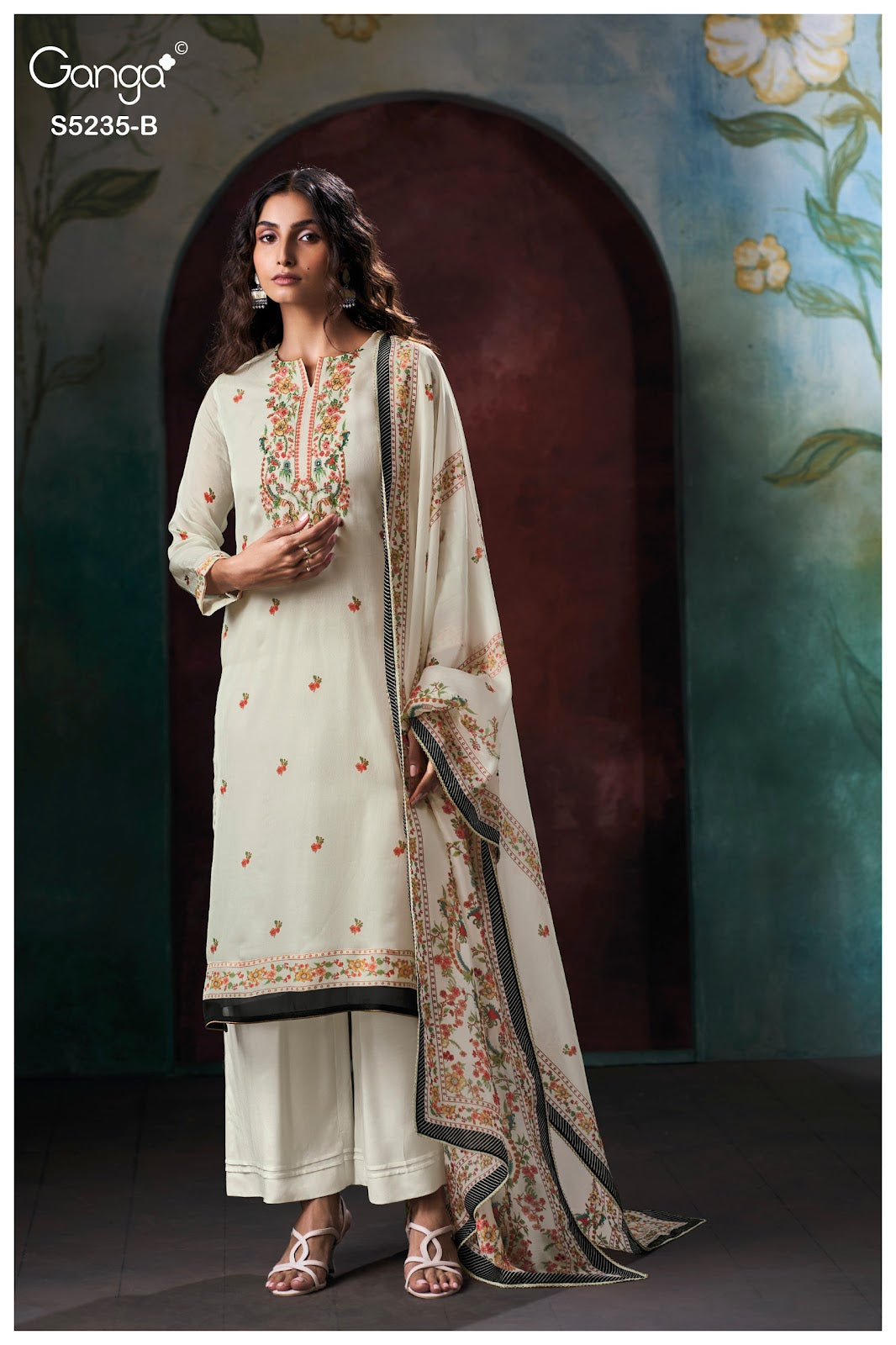 Heshika S5235 Ganga Bemberg Silk Plazzo Style Suits Wholesaler India