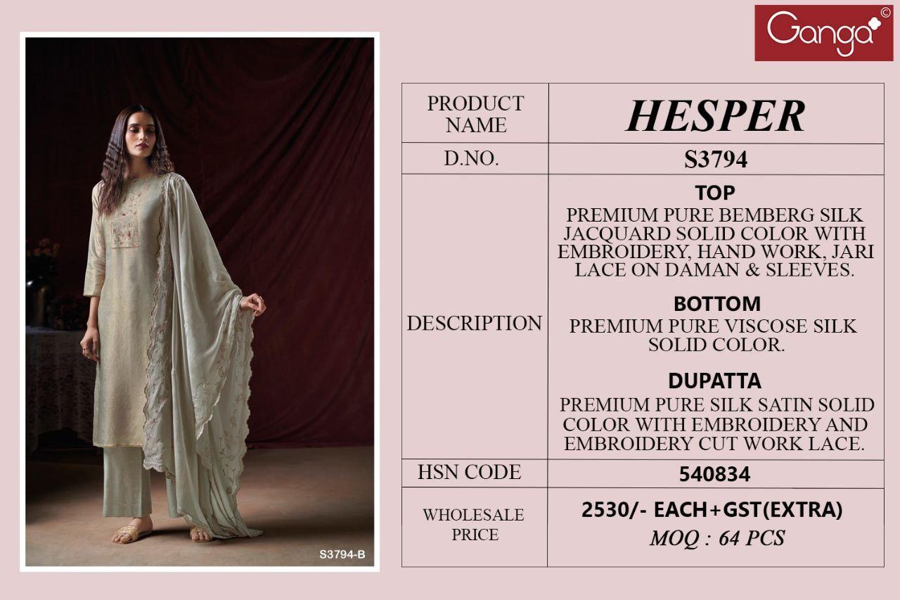 Hesper 3794 Ganga Pure Bemberg Salwar Suits Wholesale Price