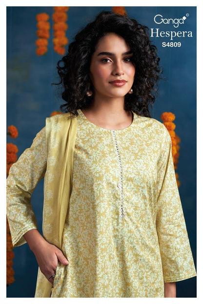 Hespera S4809 Ganga Cotton Pant Style Suits Wholesaler Ahmedabad