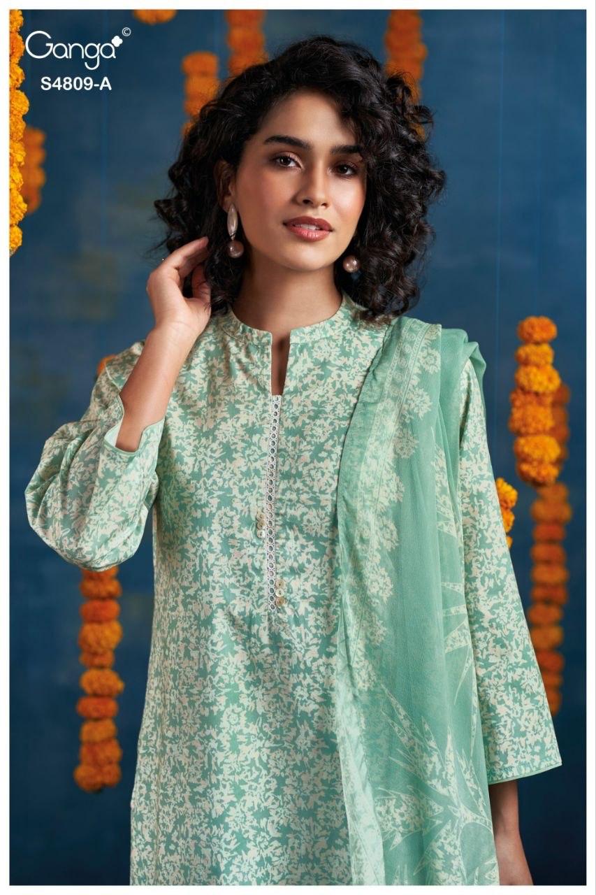 Hespera S4809 Ganga Cotton Pant Style Suits Wholesaler Ahmedabad