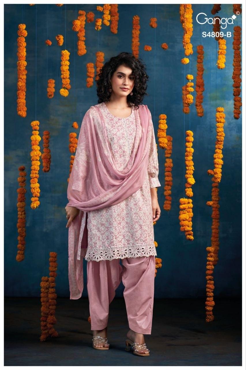 Hespera S4809 Ganga Cotton Pant Style Suits Wholesaler Ahmedabad