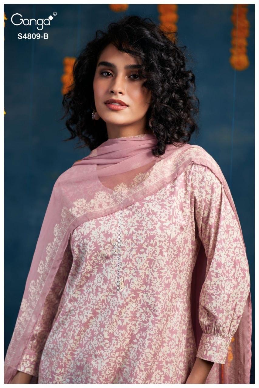 Hespera S4809 Ganga Cotton Pant Style Suits Wholesaler Ahmedabad