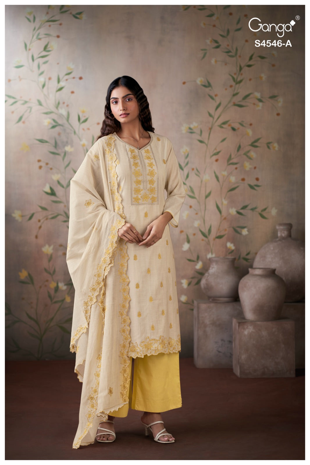 Hestia 4546 Ganga Viscose Pant Style Suits Wholesaler India