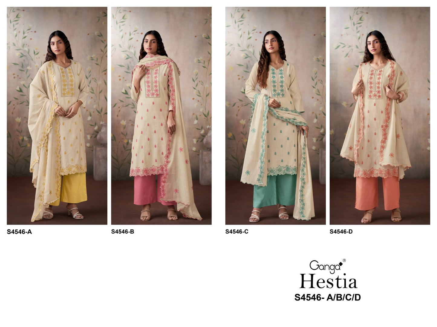 Hestia 4546 Ganga Viscose Pant Style Suits Wholesaler India