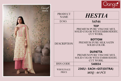 Hestia 4546 Ganga Viscose Pant Style Suits Wholesaler India