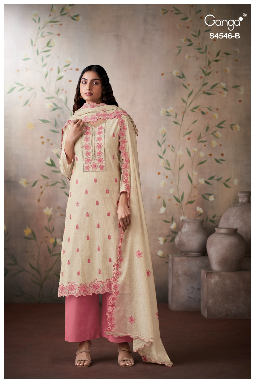 Hestia 4546 Ganga Viscose Pant Style Suits Wholesaler India