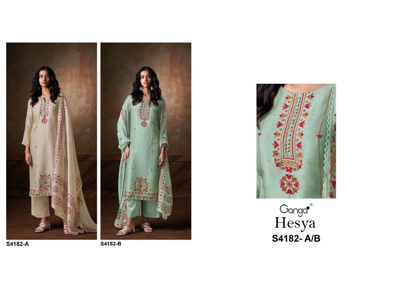 Hesya 4182 Ganga Bemberg Silk Salwar Suits Wholesale Price