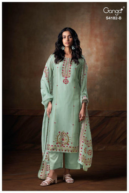 Hesya 4182 Ganga Bemberg Silk Salwar Suits Wholesale Price