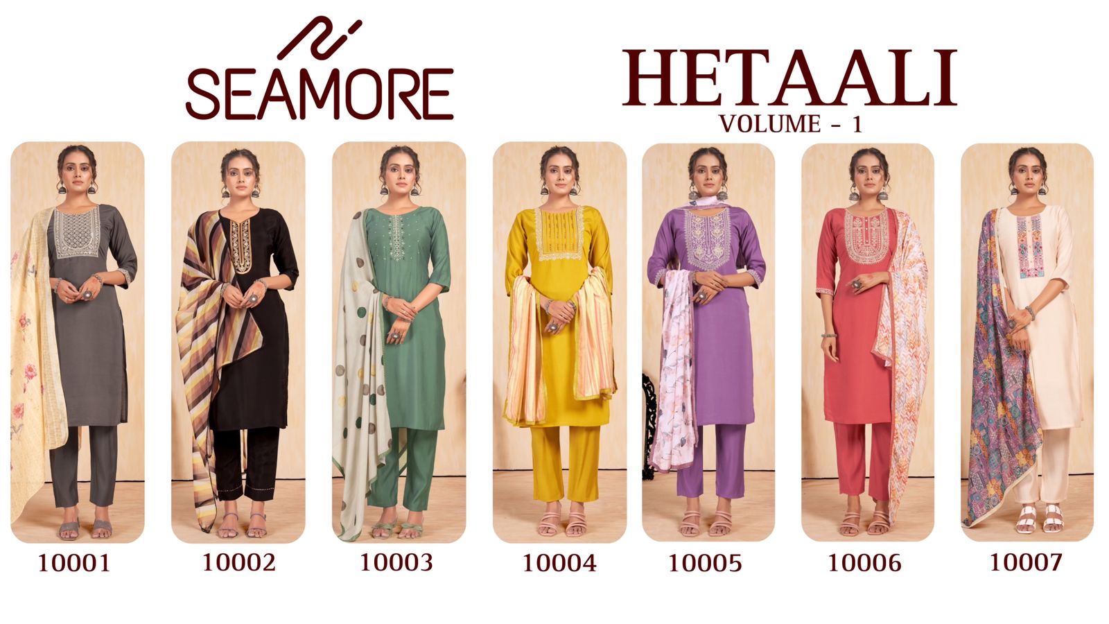 Hetaali Vol 2 Seamore Roman Silk Readymade Pant Style Suits