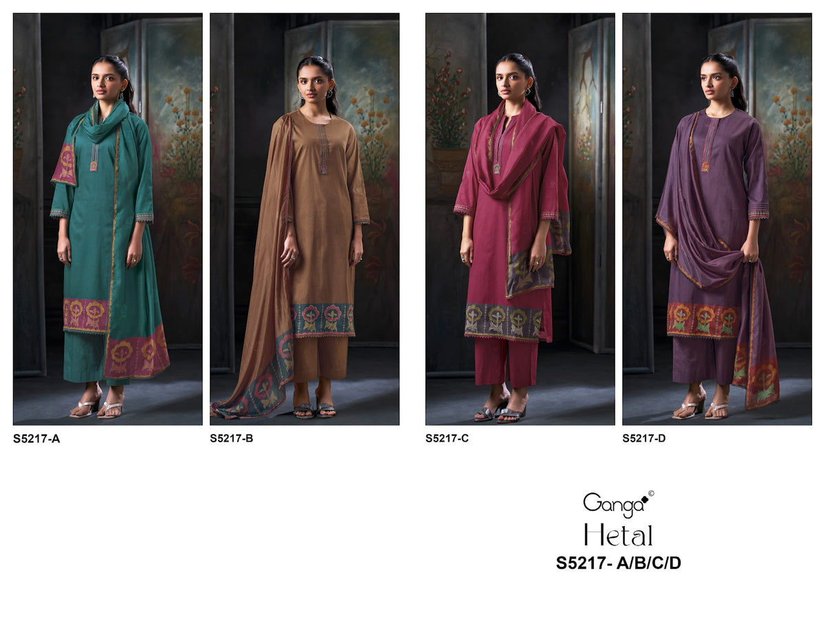 Hetal S5217 Ganga Corduroy Pant Style Suits Wholesaler India