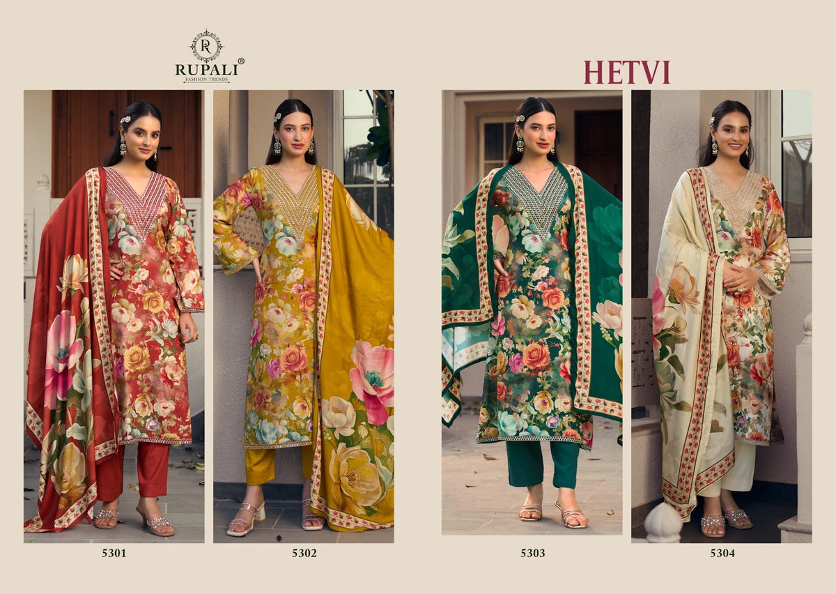 Hetvi Rupali Viscose Pashmina Suits Supplier Ahmedabad
