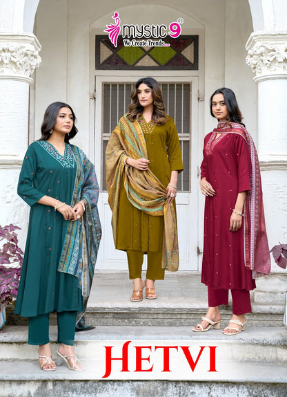 Hetvi Vol 1 Rakshabandhan Special Mystic 9 Gaji Silk Readymade Anarkali Suits Exporter India