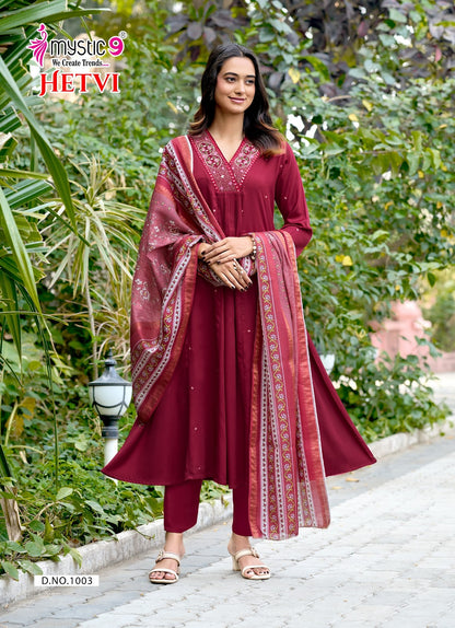 Hetvi Vol 1 Rakshabandhan Special Mystic 9 Gaji Silk Readymade Anarkali Suits Exporter India