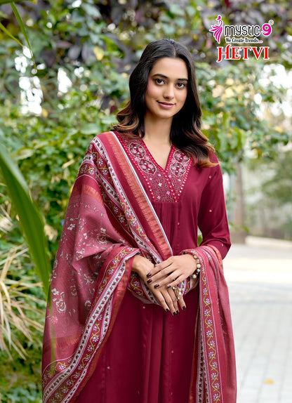 Hetvi Vol 1 Rakshabandhan Special Mystic 9 Gaji Silk Readymade Anarkali Suits Exporter India