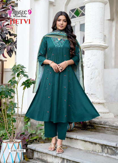 Hetvi Vol 1 Rakshabandhan Special Mystic 9 Gaji Silk Readymade Anarkali Suits Exporter India