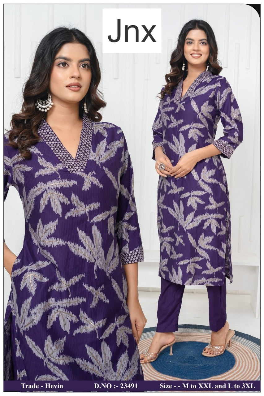 Hevin 0406 Jnx Berlin Kurti Pant Set Wholesaler