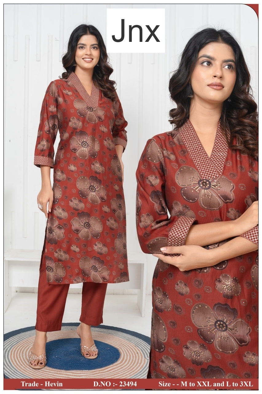 Hevin 0406 Jnx Berlin Kurti Pant Set Wholesaler