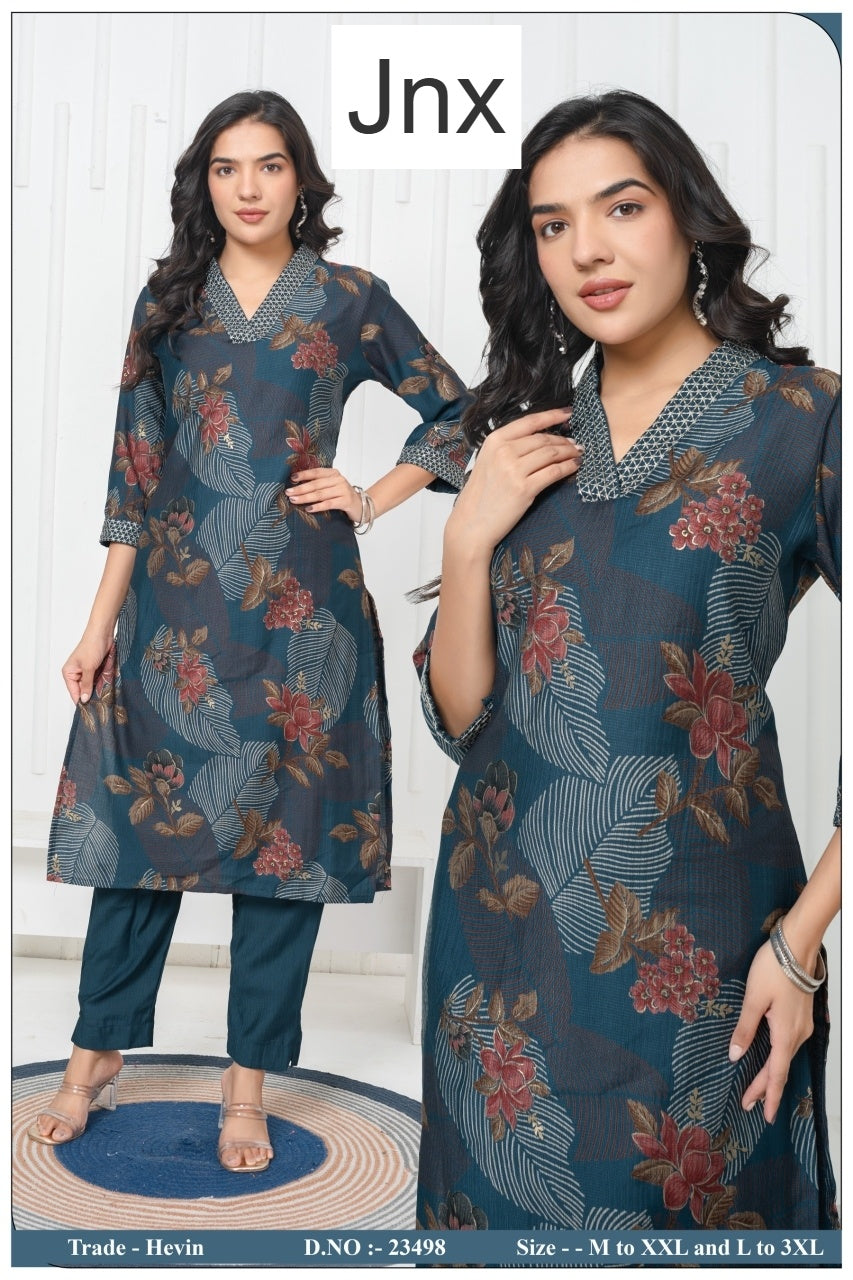 Hevin 0406 Jnx Berlin Kurti Pant Set Wholesaler