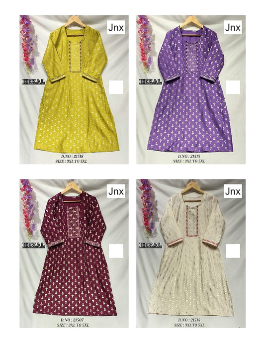 Hezal 1212 Jnx Fancy Plus Size Kurtis Wholesale Price