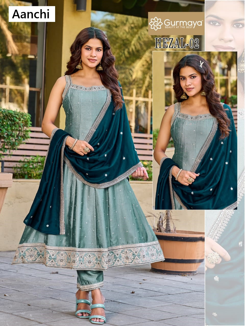 Hezal Gurmaya Aanchi Vichitra Silk Readymade Anarkali Suits Wholesaler