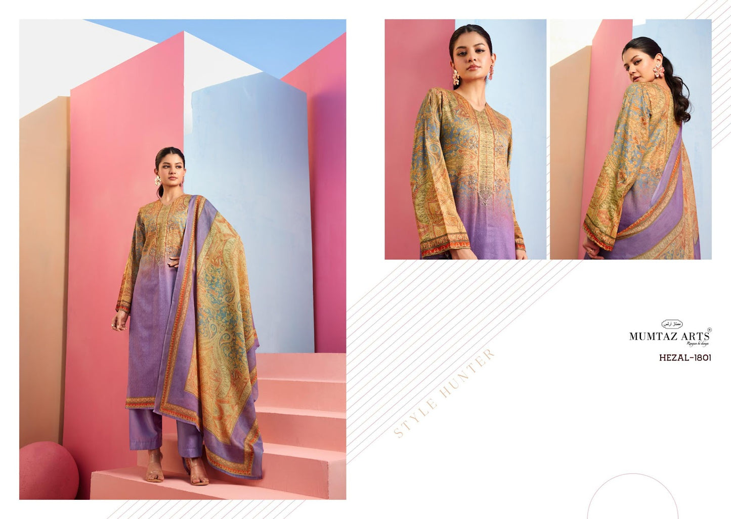 Hezal Mumtaz Arts Jam Satin Karachi Salwar Suits Wholesaler Ahmedabad
