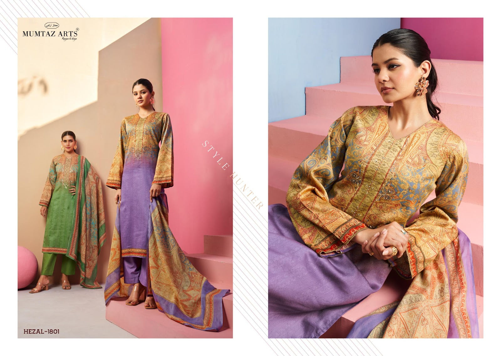 Hezal Mumtaz Arts Jam Satin Karachi Salwar Suits Wholesaler Ahmedabad