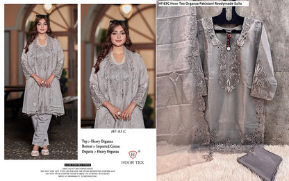 Hf-83Abcd Hoor Tex Organza Pakistani Readymade Suits Wholesale Rate