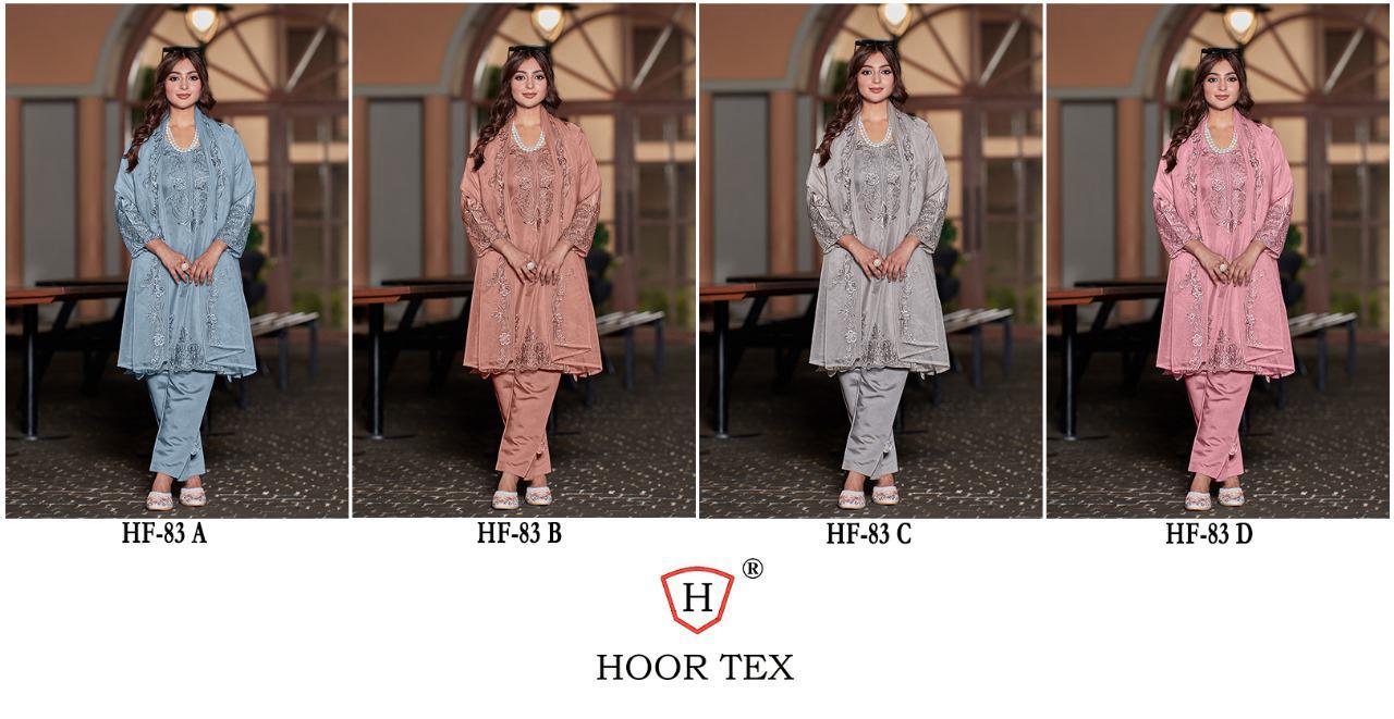 Hf-83Abcd Hoor Tex Organza Pakistani Readymade Suits Wholesale Rate