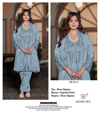 Hf-83Abcd Hoor Tex Organza Pakistani Readymade Suits Wholesale Rate