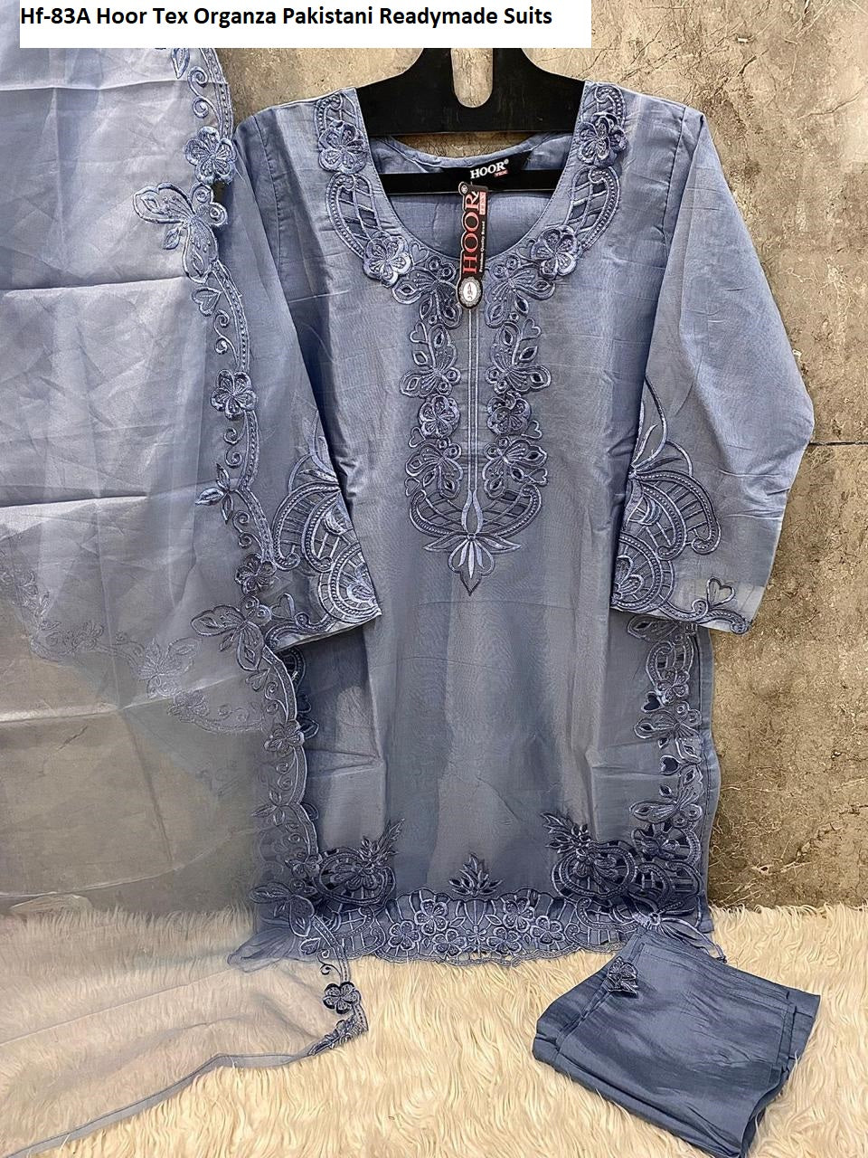 Hf-83Abcd Hoor Tex Organza Pakistani Readymade Suits Wholesale Rate