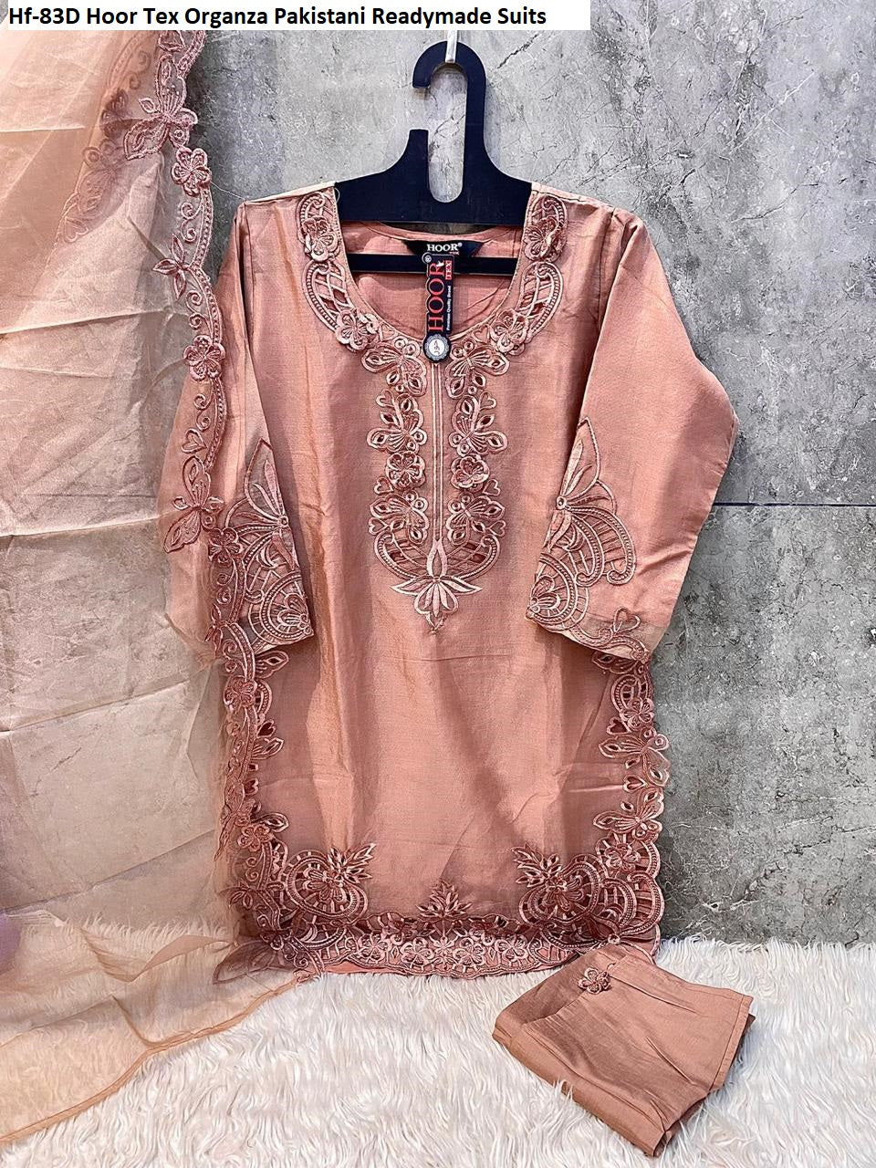 Hf-83Abcd Hoor Tex Organza Pakistani Readymade Suits Wholesale Rate
