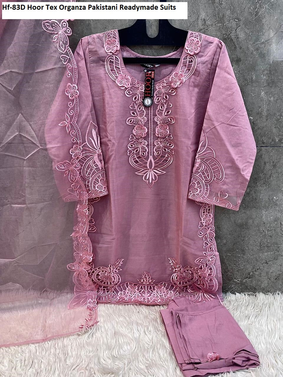 Hf-83Abcd Hoor Tex Organza Pakistani Readymade Suits Wholesale Rate