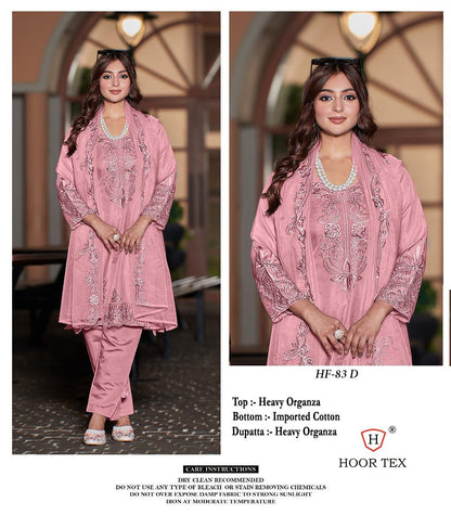 Hf-83Abcd Hoor Tex Organza Pakistani Readymade Suits Wholesale Rate