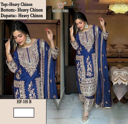Hf 105 Hoor Tex Chinon Pakistani Readymade Suits Exporter