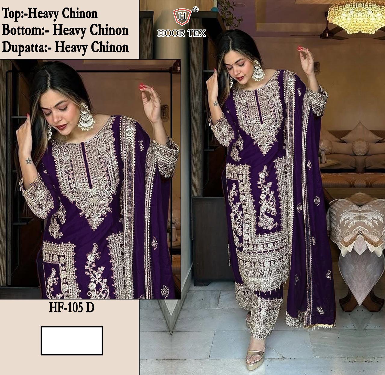 Hf 105 Hoor Tex Chinon Pakistani Readymade Suits Exporter