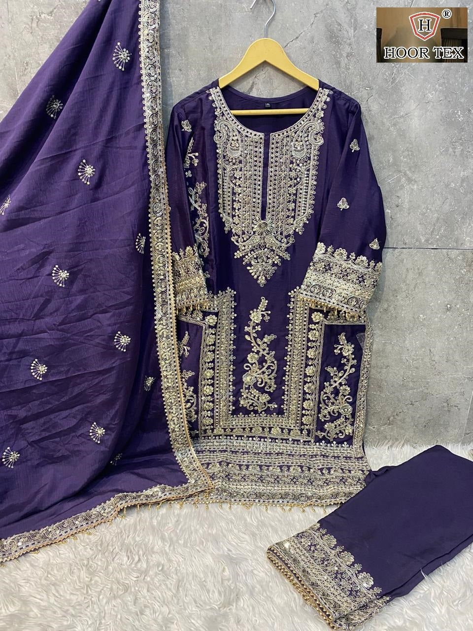 Hf 105 Hoor Tex Chinon Pakistani Readymade Suits Exporter