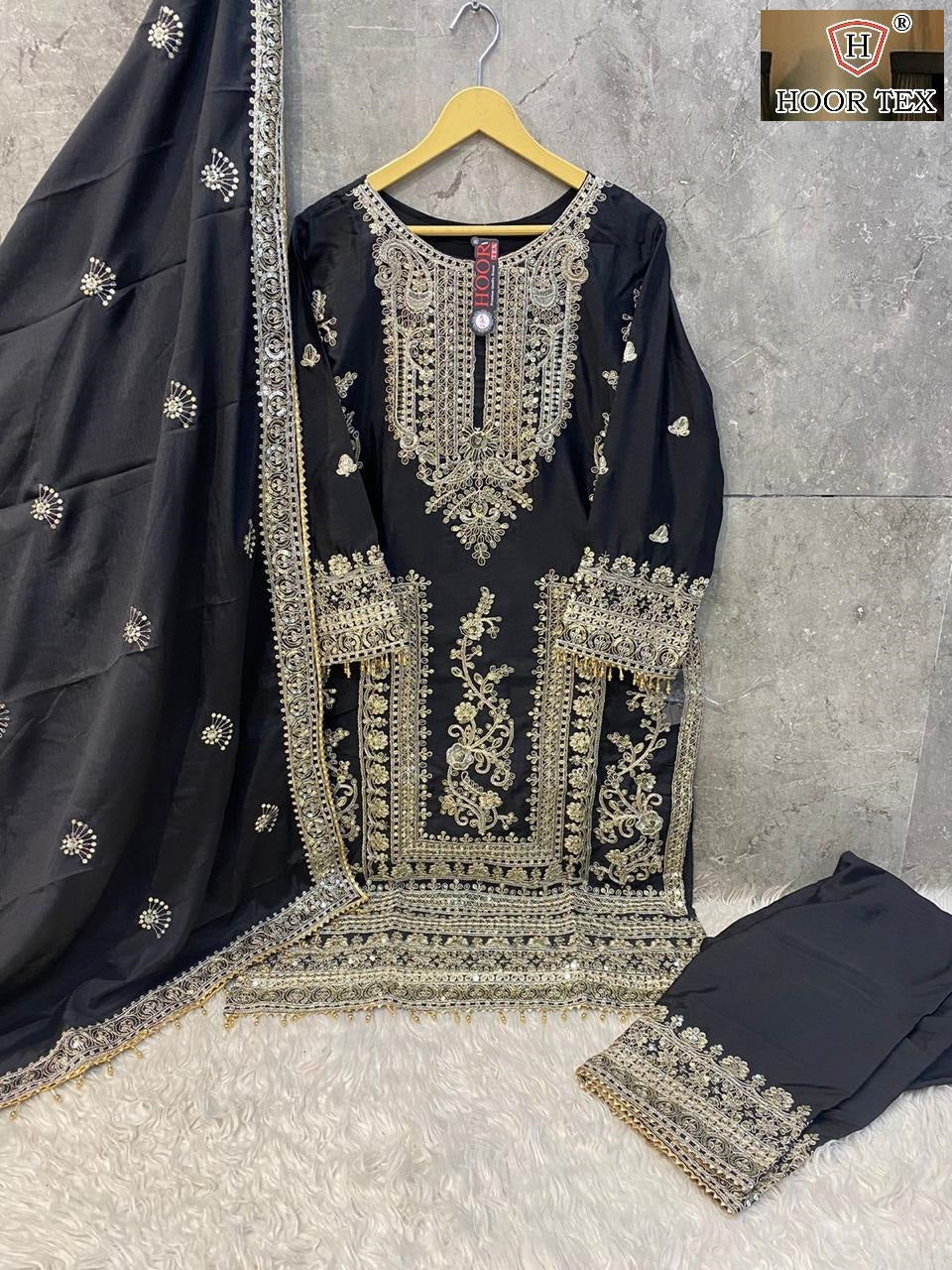 Hf 105 Hoor Tex Chinon Pakistani Readymade Suits Exporter