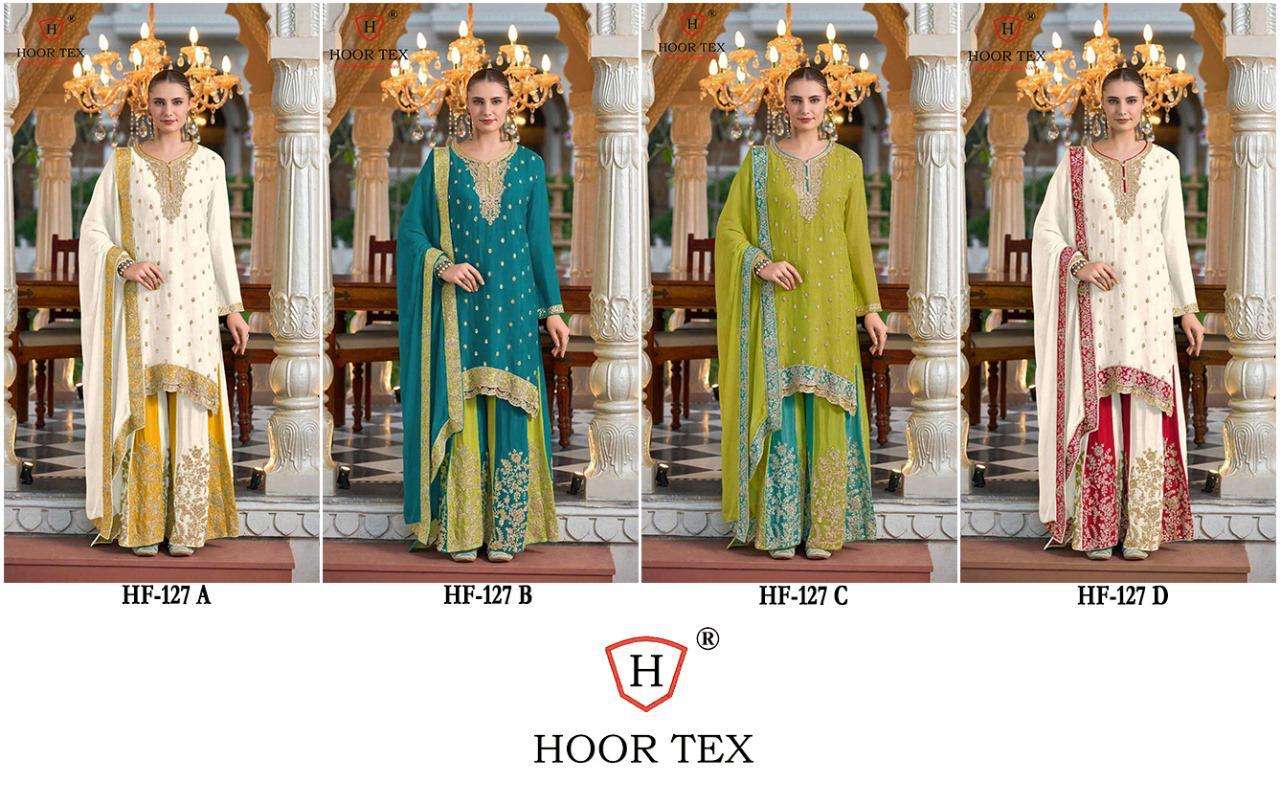 Hf 127 Hoor Tex Chinon Pakistani Readymade Suits Supplier Gujarat