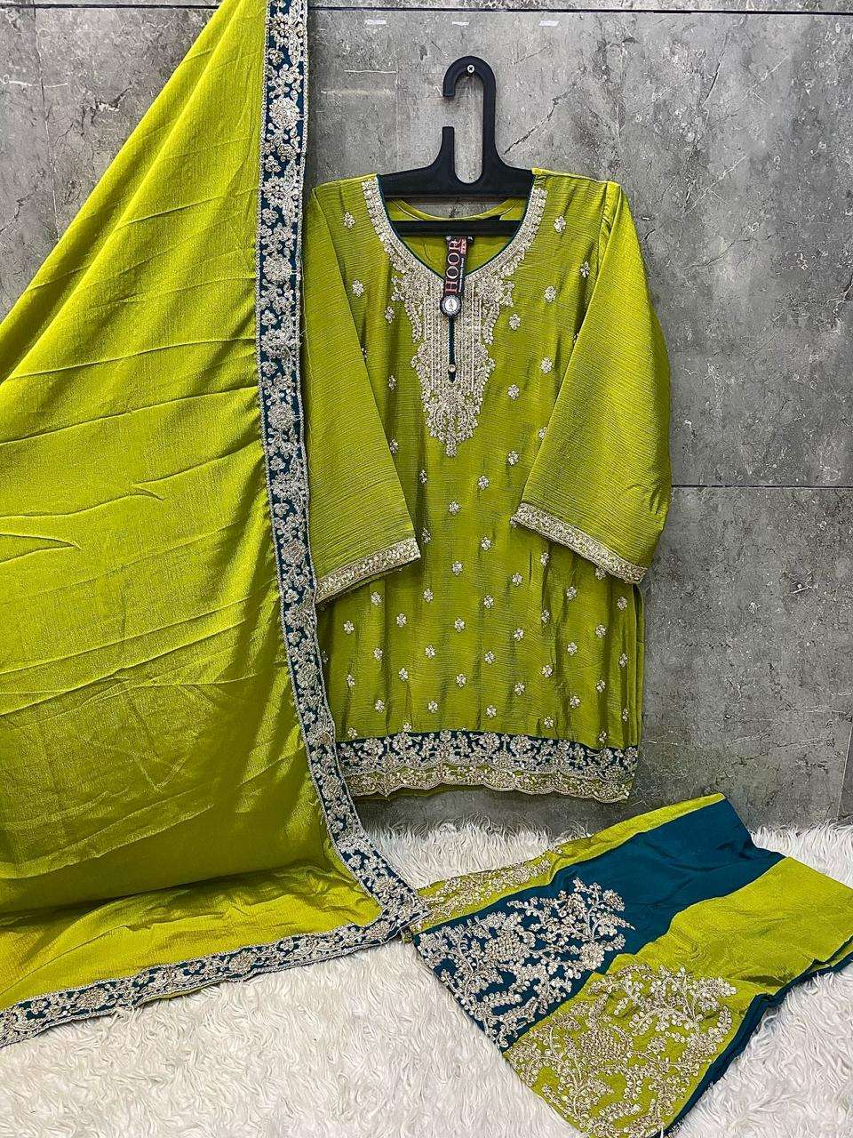 Hf 127 Hoor Tex Chinon Pakistani Readymade Suits Supplier Gujarat