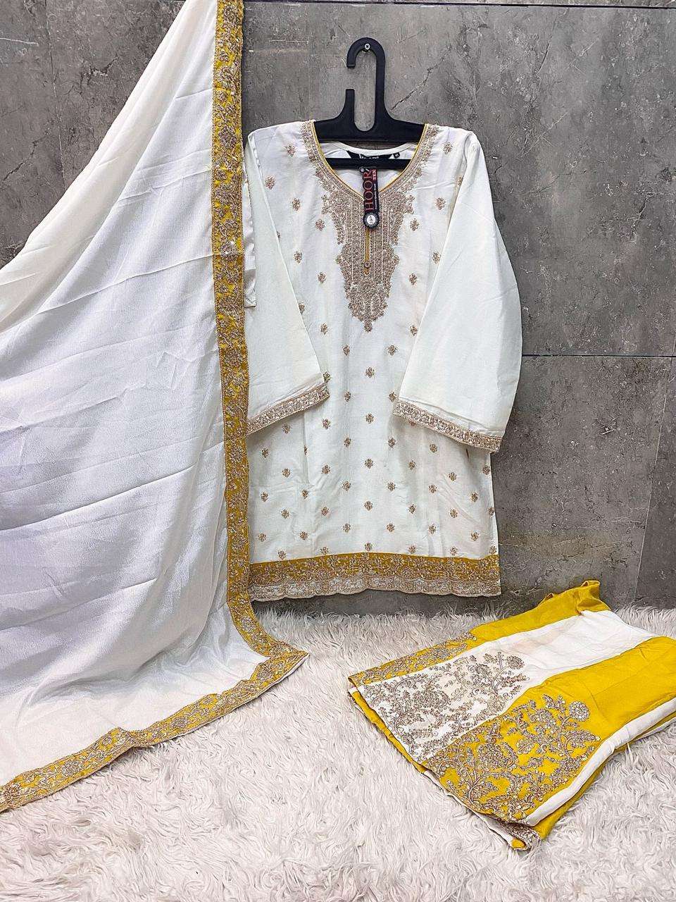 Hf 127 Hoor Tex Chinon Pakistani Readymade Suits Supplier Gujarat