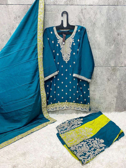 Hf 127 Hoor Tex Chinon Pakistani Readymade Suits Supplier Gujarat