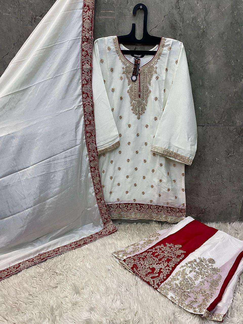 Hf 127 Hoor Tex Chinon Pakistani Readymade Suits Supplier Gujarat