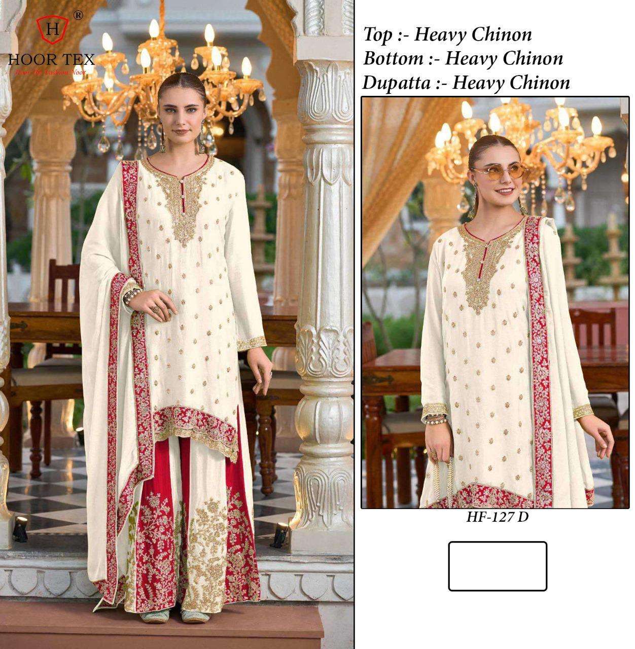 Hf 127 Hoor Tex Chinon Pakistani Readymade Suits Supplier Gujarat