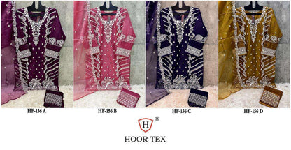 Hf 156 Hoor Tex Organza Pakistani Readymade Suits Wholesaler